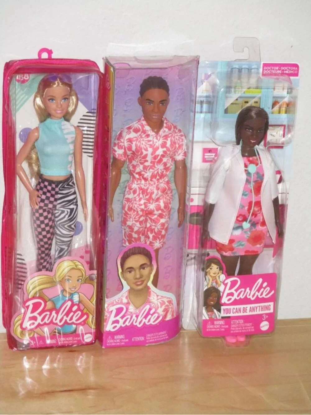 Barbie Lot Coral Jumpsuit Ken African American Doctor Malibu Dolls Brand New